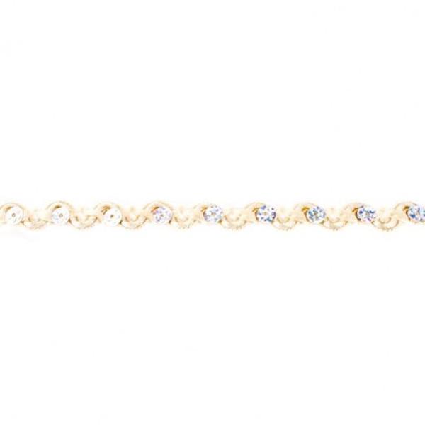 Zackenlitze 10mm Breit mit Pailetten/Blumenpailetten Creme